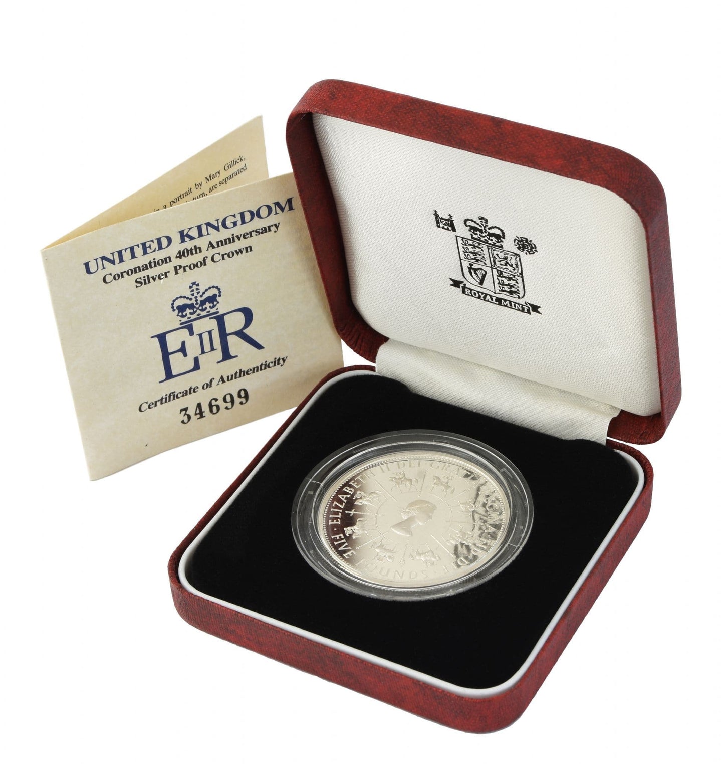 1993 Silver Proof £5 Coin Coronation 4th Anniversary