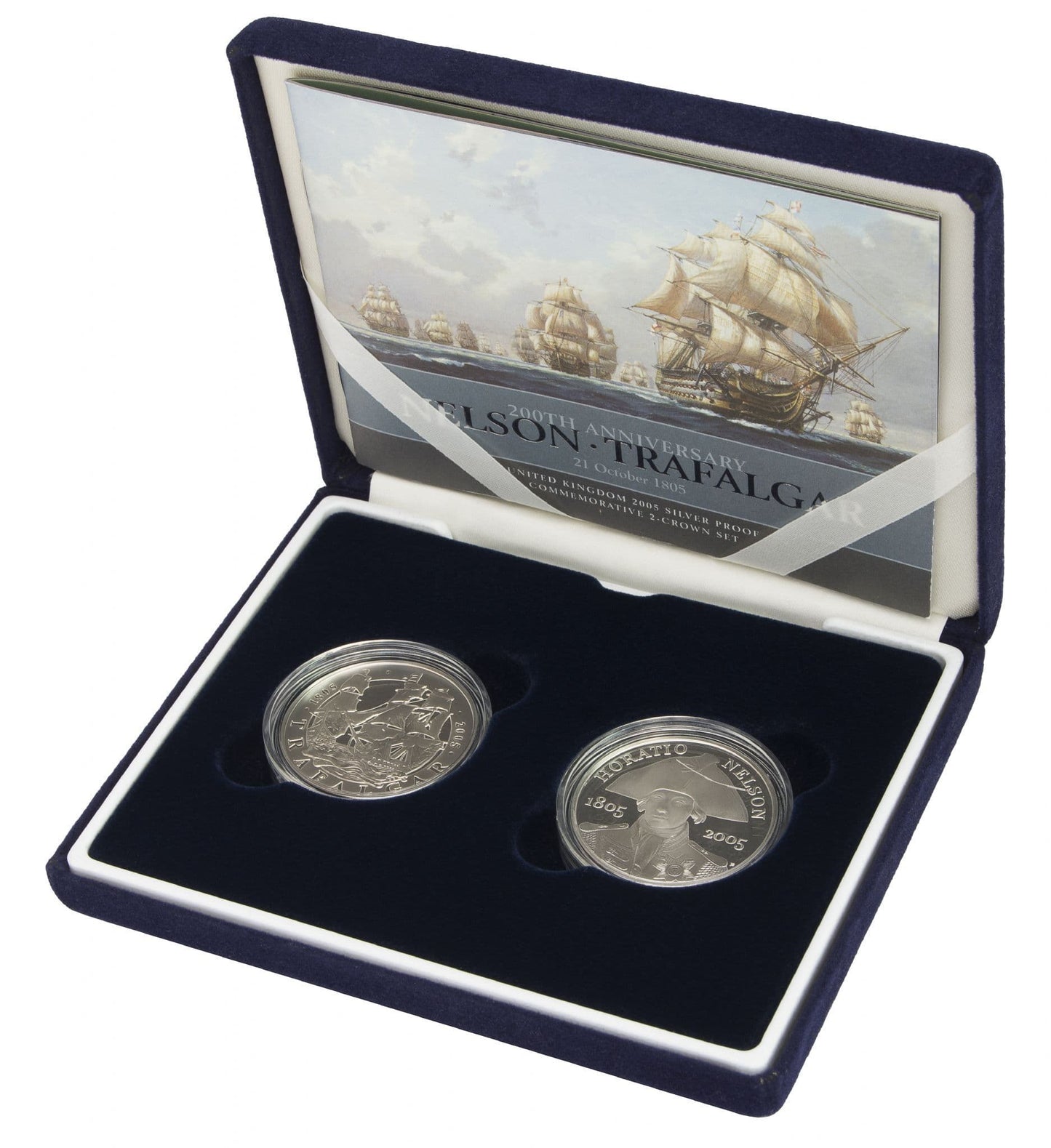 2005 2 X Silver Proof £5 Coin Nelson And Triflagar