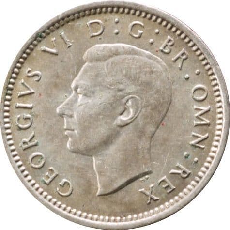 1937 To 1944 Silver Three Pence George VI Grades From Fine To EF