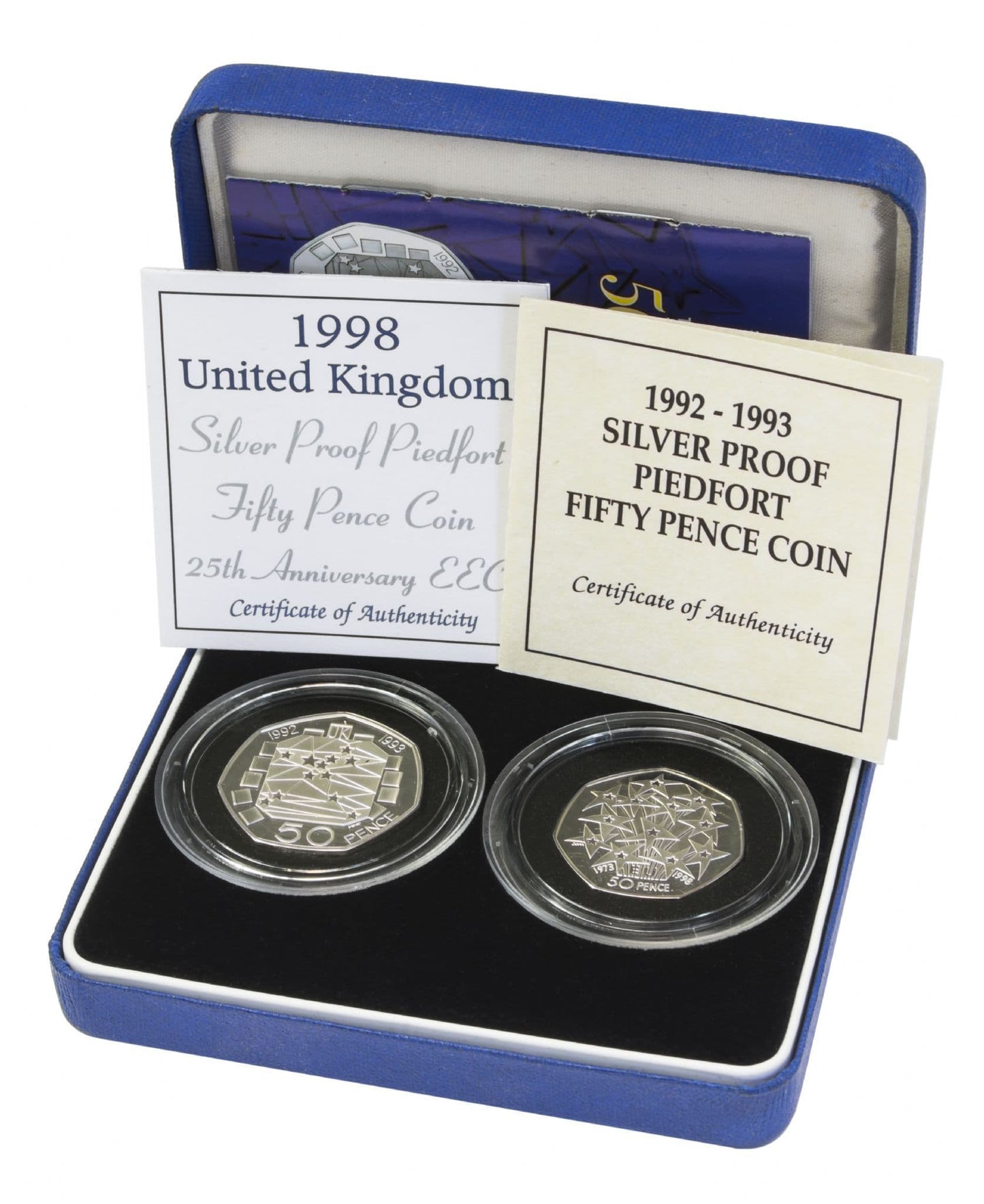 1992 And 1998 Silver Proof Piedfort 50P - EEC