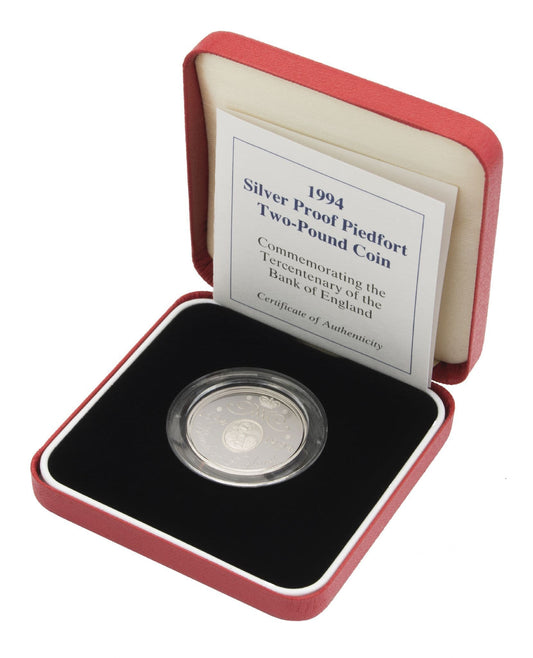 1994 Silver Proof Piefort £2 Bank Of England