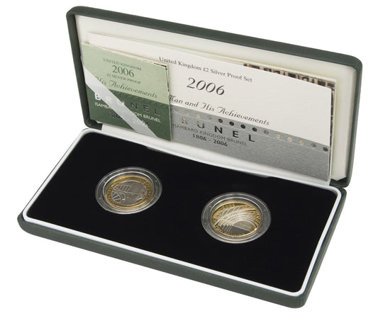 2006 2 X Silver Proof £2 Brunel Station And Achievements