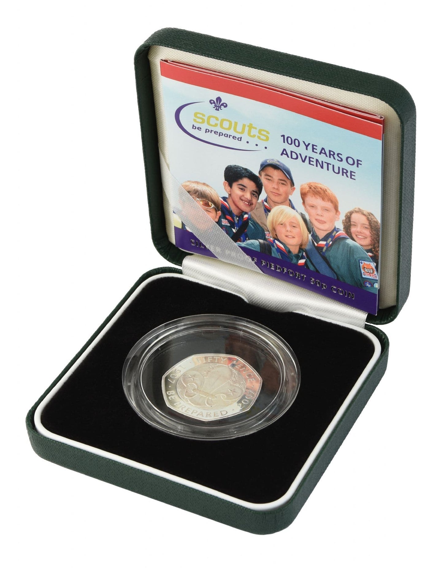 2007 Silver Proof Piedfort 50P - Scout Movement