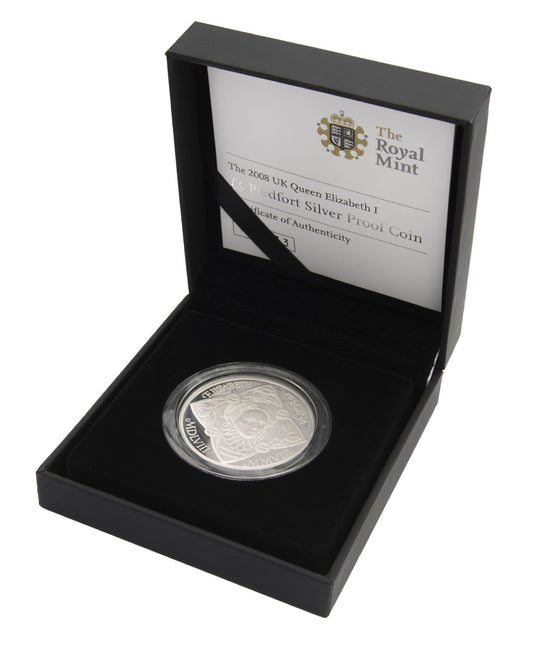 2008 Silver Proof Piedfort £5 Coin Elizabeth 1st