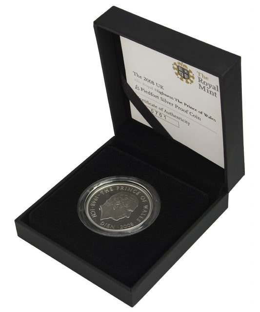 2008 Silver Proof Piedfort £5 Coin Prince Of Wales