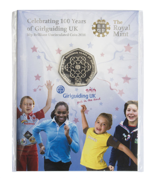 2010 50P 100th Anniversary Of Girl Guides Uncirculated Coin Pack Small Version