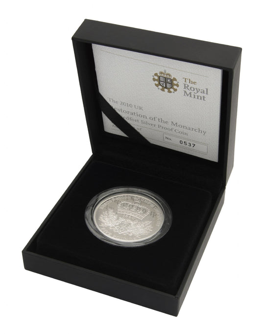 2010 Silver Proof Piedfort £5 Restoration Of The Monarchy