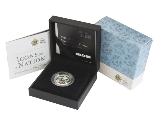 2014 Silver Proof Piedfort Floral Scotland One Pound