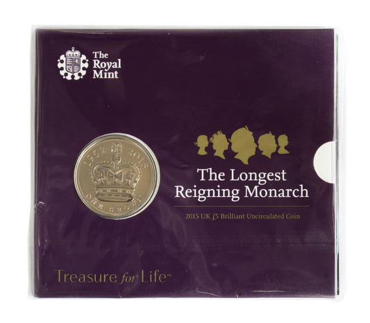 2015 £5 Longest Monarch Royal Mint Brilliant Uncirculated Pack