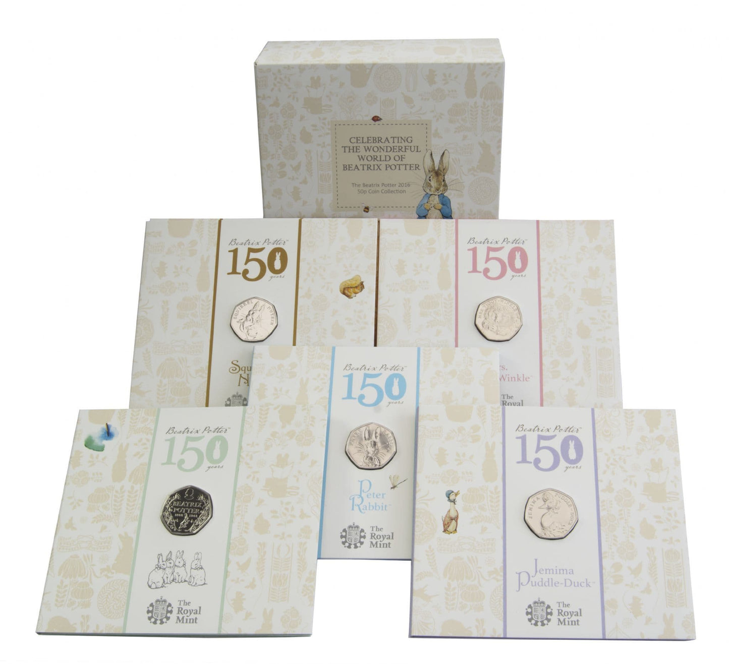 2016 50P Beatrix Potter 5 Pack Collection Brilliant Uncirculated Collectiion