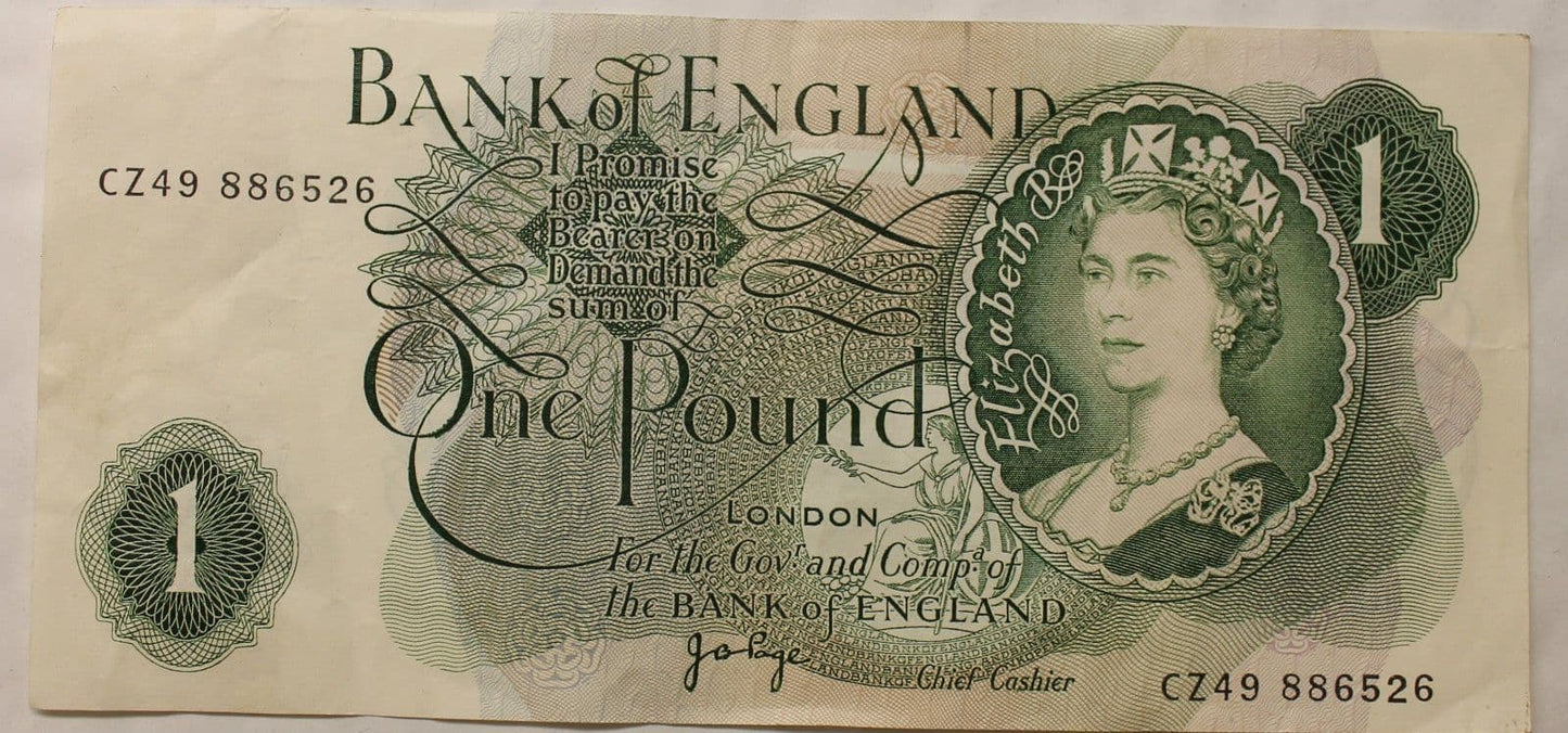 English One Pound Banknotes Choice Of Cashier 2nd Style