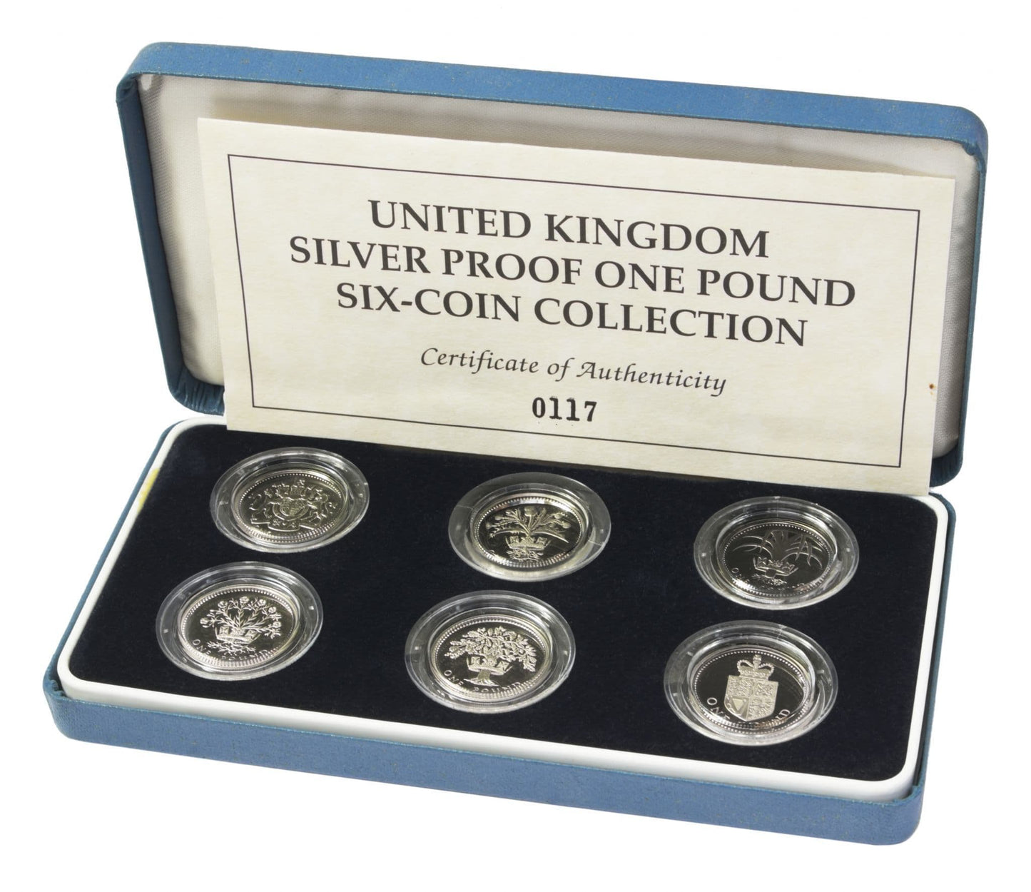 Rare United Kingdom 6 Coin Silver Proof One Pound Collection